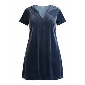 Sundance Blue Short Sleeve V-Neck Soft Velvety Fabric Boho Chic - Size XL